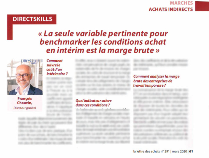 article la lettre des achats DIRECTSKILLS – confidentiel
